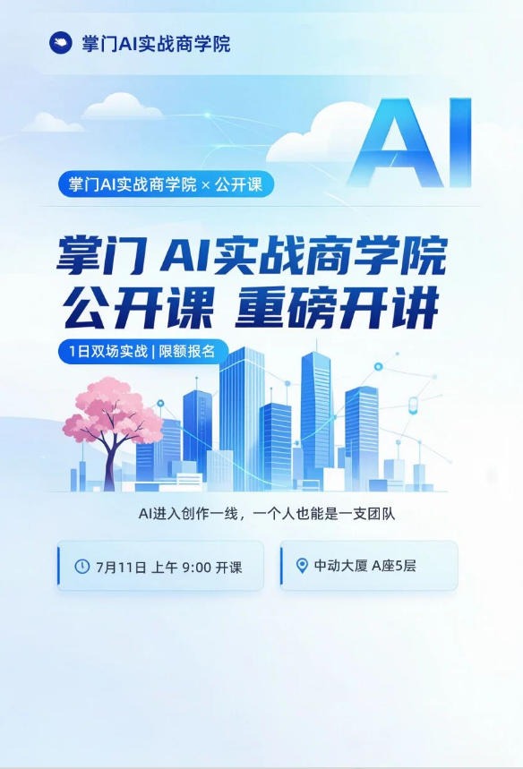 掌门 AI 实战商学院公开课主视觉海报